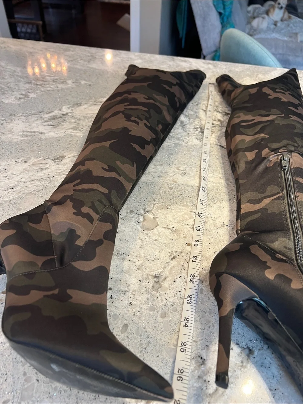 ALDO Sailors Camo Thigh High Stiletto Boots Pointed Toe EU 36 Like New